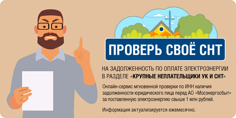 Проверить СНТСН на долг по электроэнергии